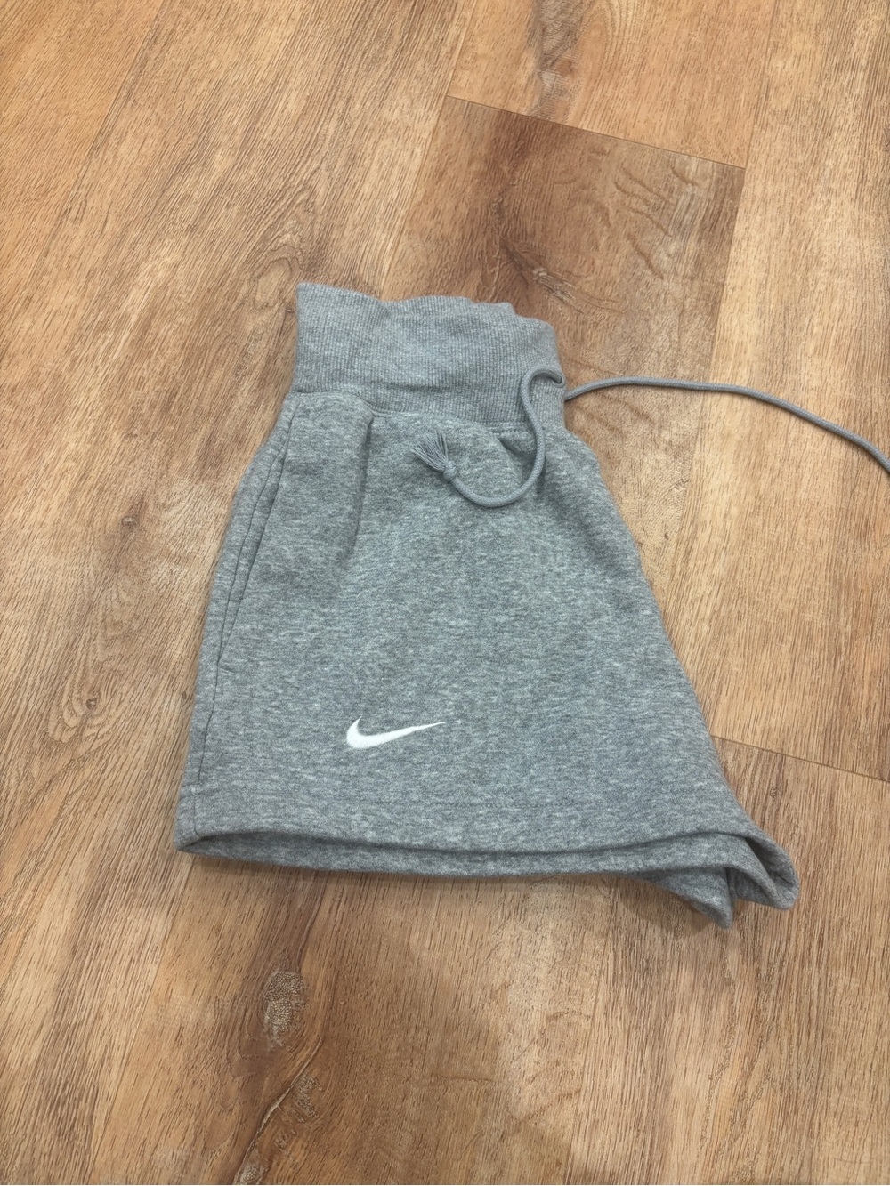Nike Light Gray Sweat Shorts with White Swoosh